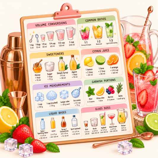 Drink Measurement Cheat Sheets